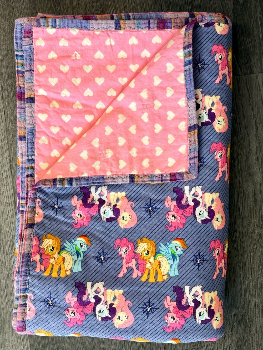 2010 My Little Pony G4 Reversible Quilted/Handmade Vintage Blanket/Throw
